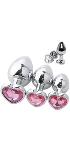 Heart Gem Metal Butt Plug Set