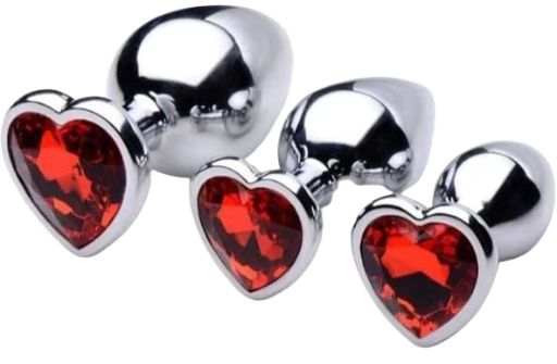 Heart Gem Stainless Steel Butt Plug Set