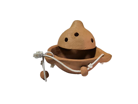 SAHUMADOR DE BARRO COLGANTE CON TAPA