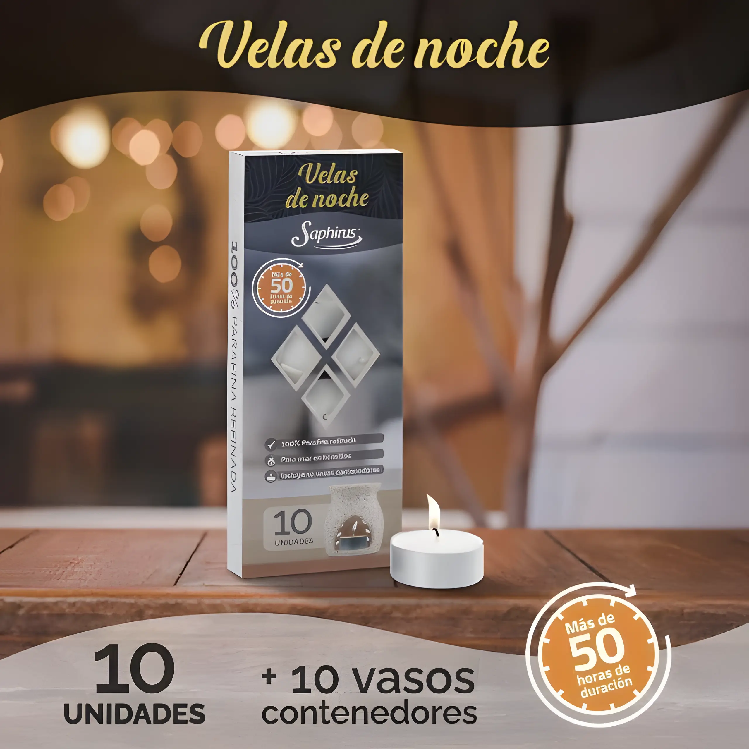 VELAS DE NOCHE X10 CON VASITO