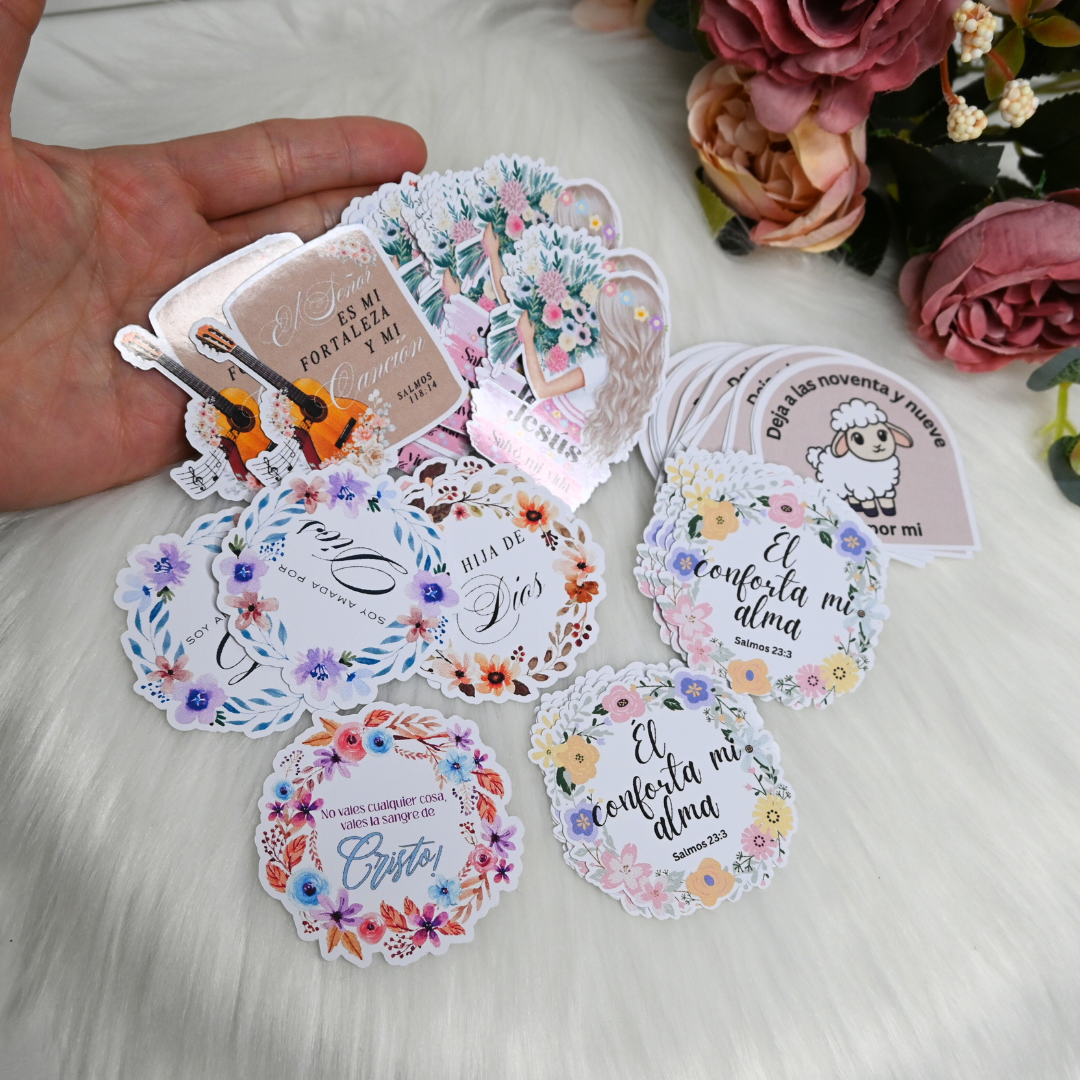 100 Christian stickers in Spanish or English