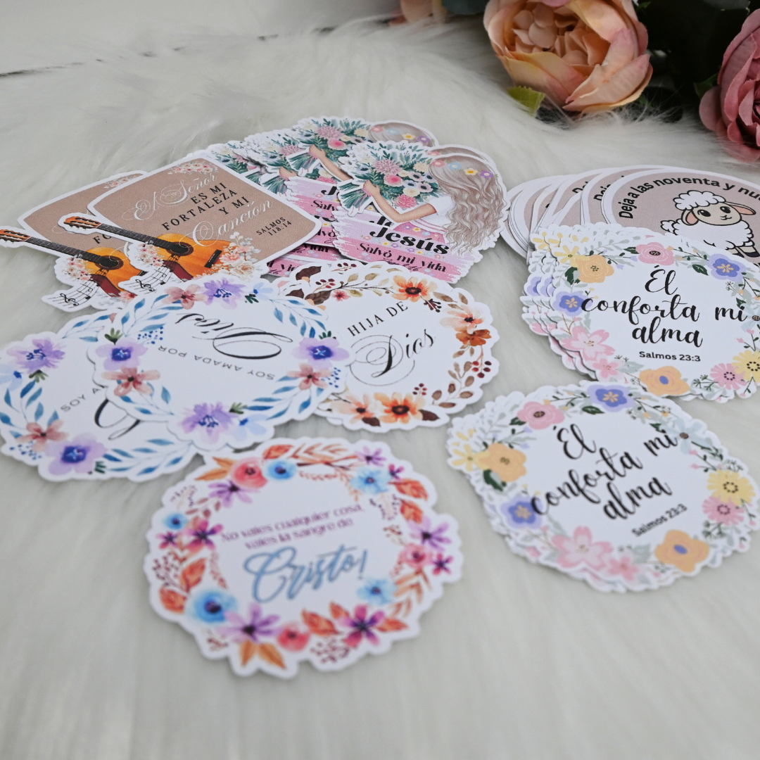100 Christian stickers in Spanish or English