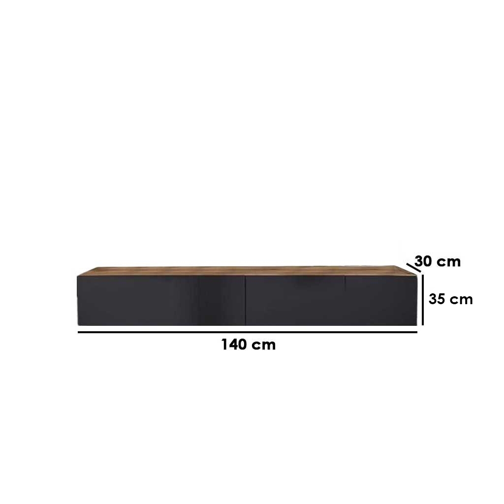 وحدة تلفزيون ام دي اف أسود و بيج - 140 × 35 × 30 سم