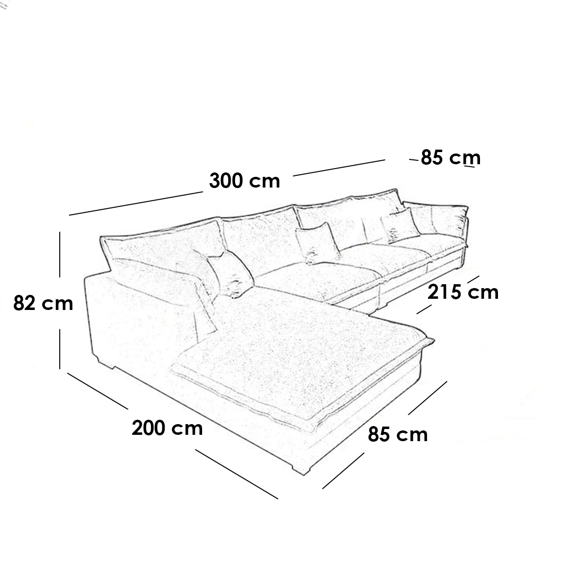 كنبة ركنة خشب طبيعي و كتان - رمادي