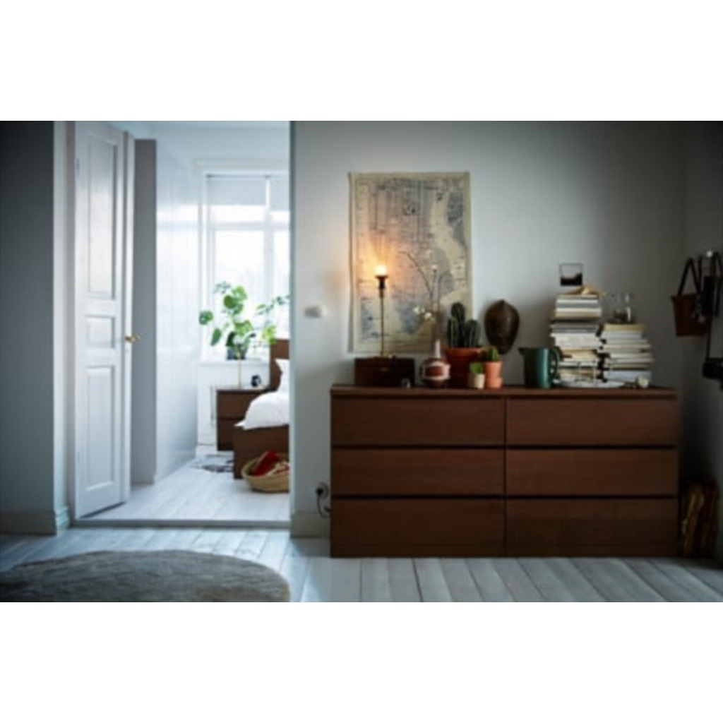 وحدة أدراج خشب كونتر 6 ادراج بني - 78×156×45 سم