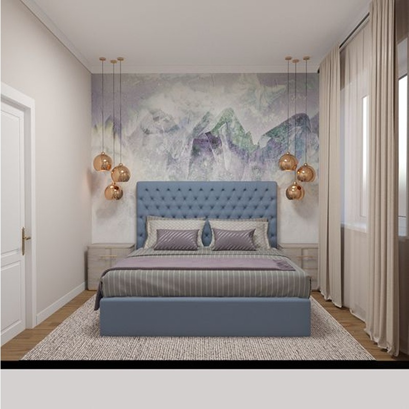 سرير، 160 سم، أزرق سماوي