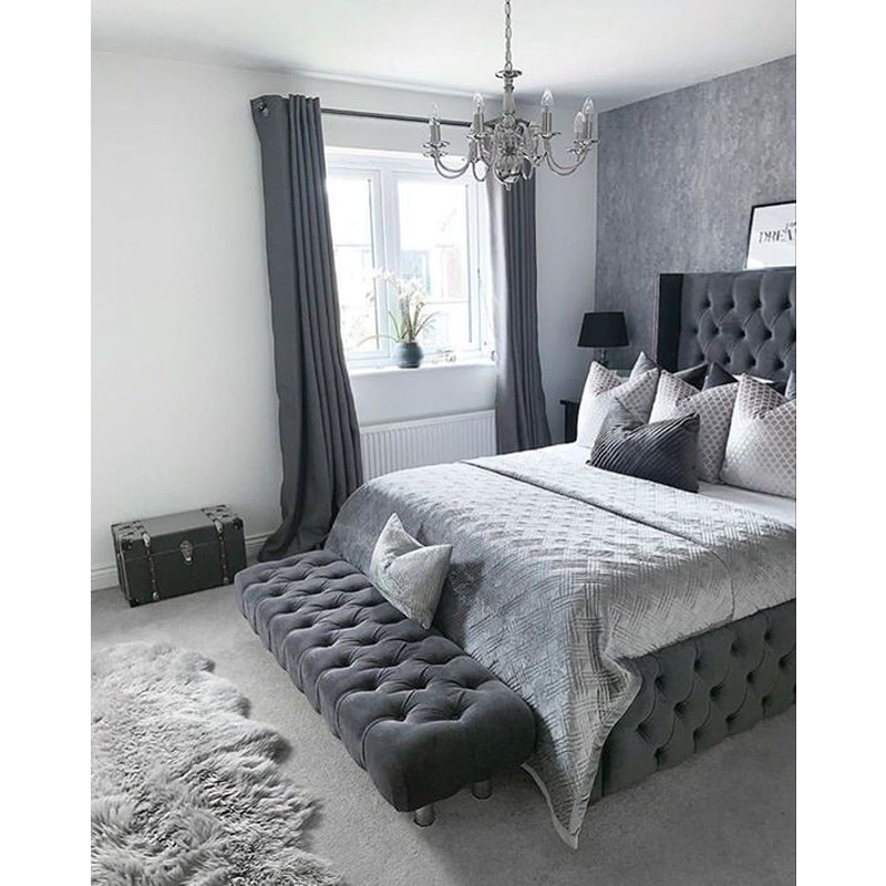 سرير، 160 سم، رمادي داكن