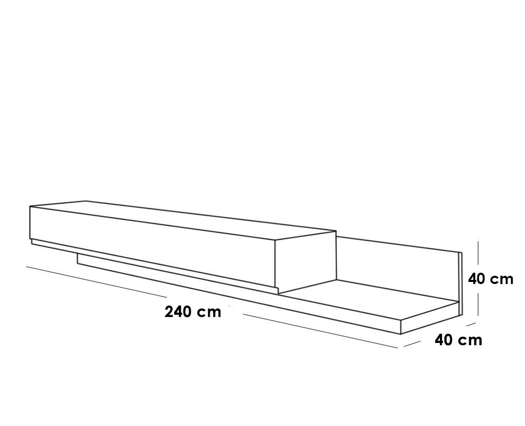 وحدة تلفزيون ام دي اف أبيض وبني - 40×40×240 سم