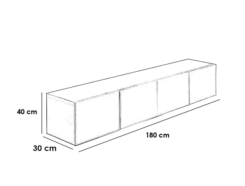 وحدة تلفزيون ام دي اف وميلامين أبيض - 40×40×180×30 سم
