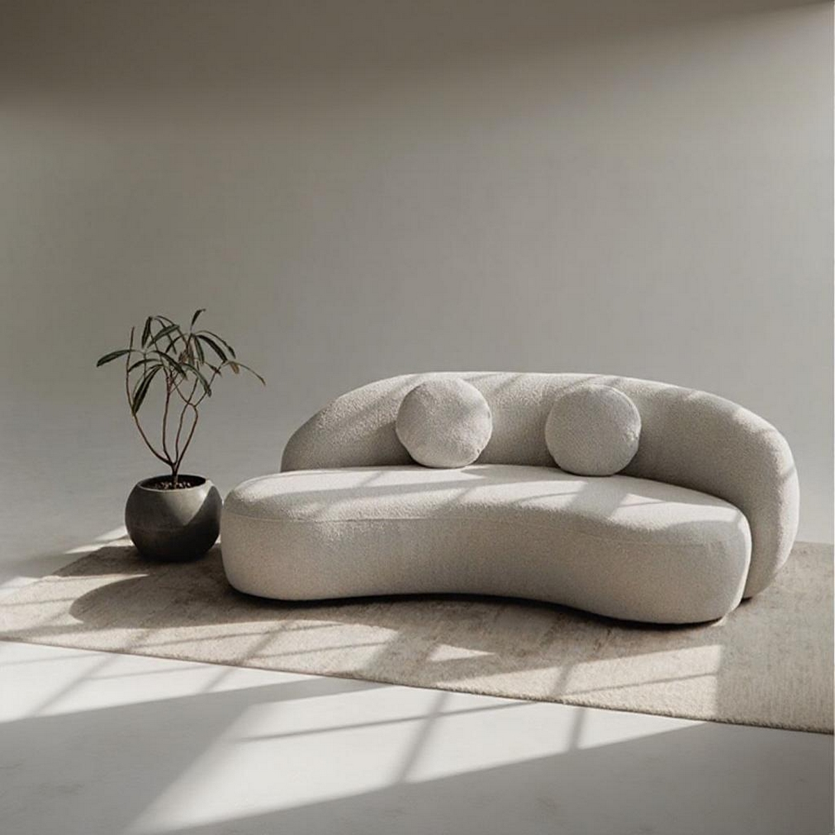 كنبة بمقعدين خشب زان أحمر قماش فوطه - اوف وايت