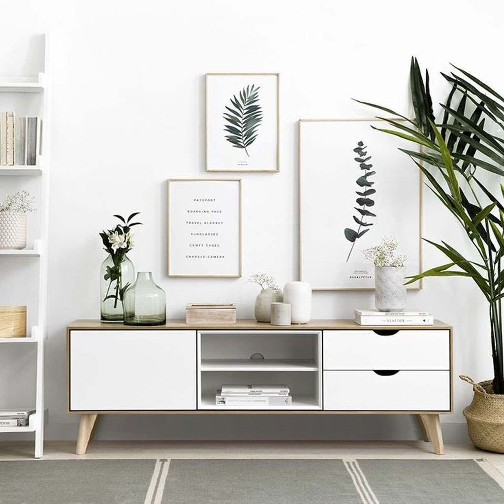 وحدة تليفزيون 40×40×150×30 سم - أبيض وبيج