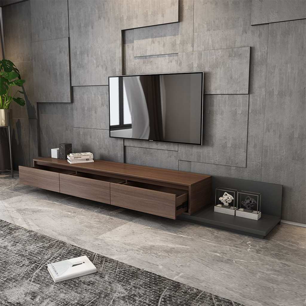 وحدة تلفزيون ام دي اف أسود و بني - 40 × 40 × 240 سم