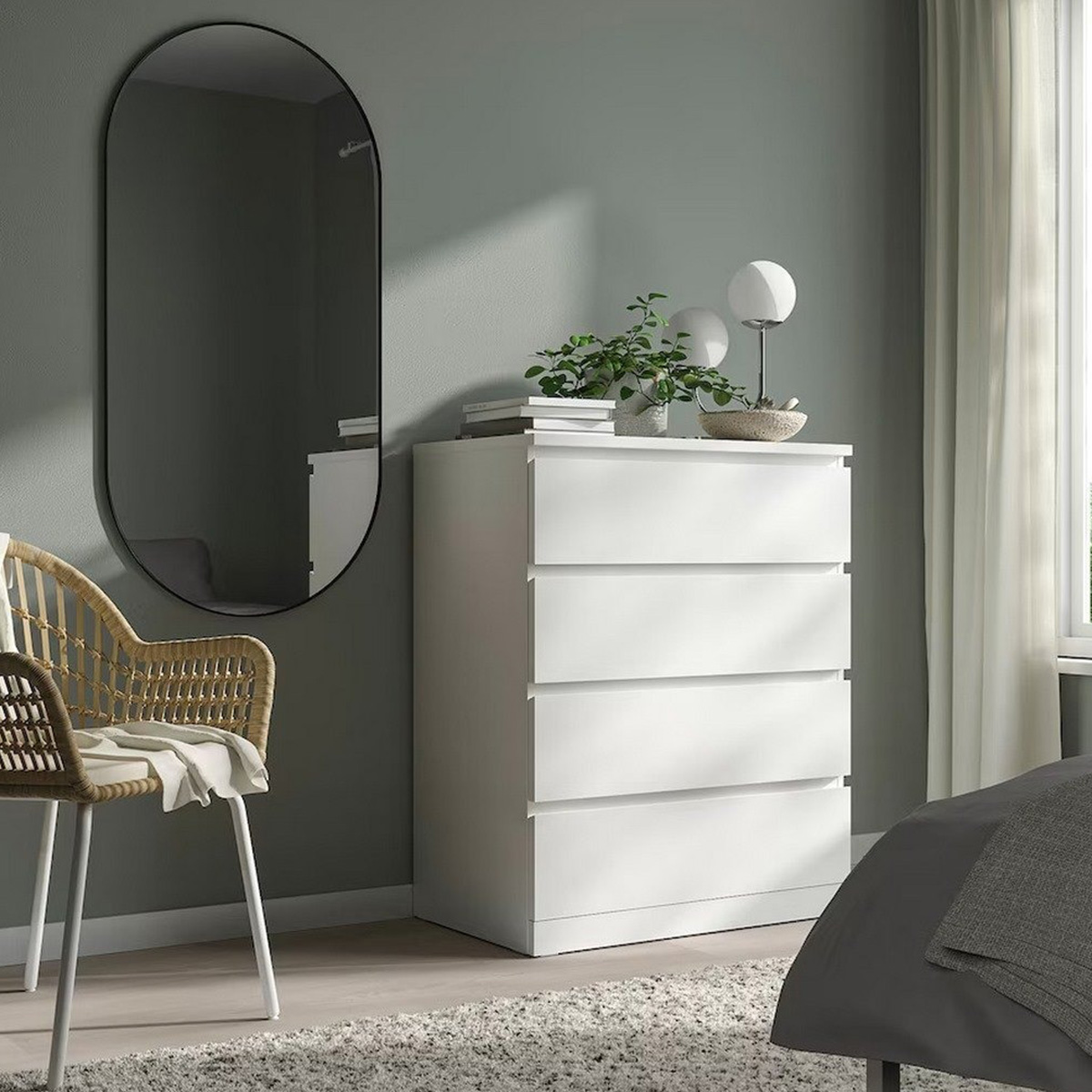 وحدة أدراج خشب كونتر4 ادراج أبيض - 100×80×45 سم