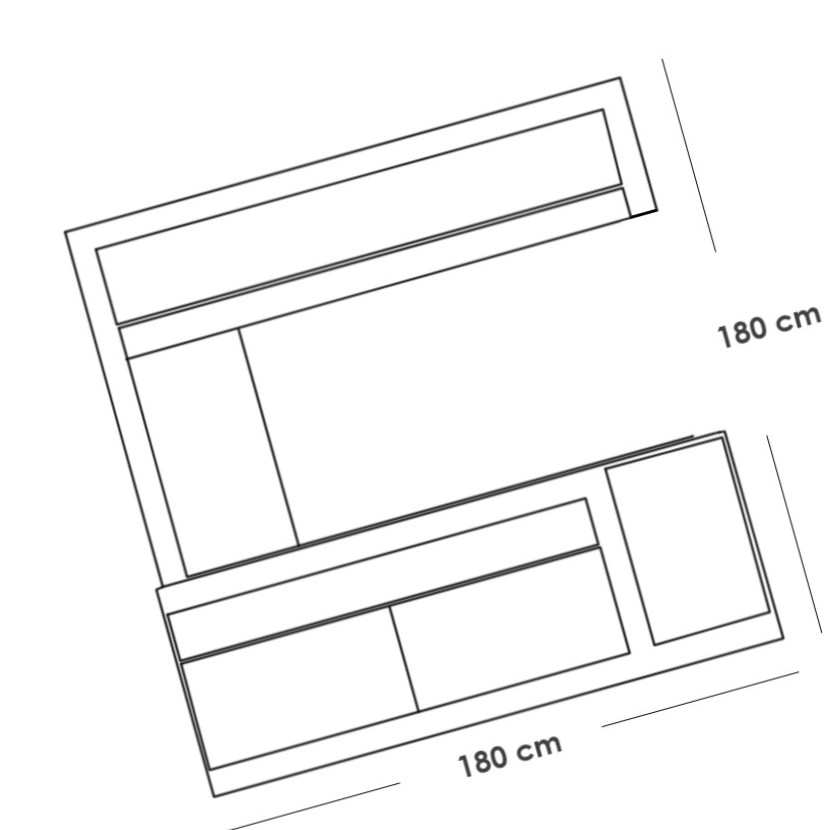 وحدة تلفزيون ام دي اف إسباني - 180 × 180 × 40 سم