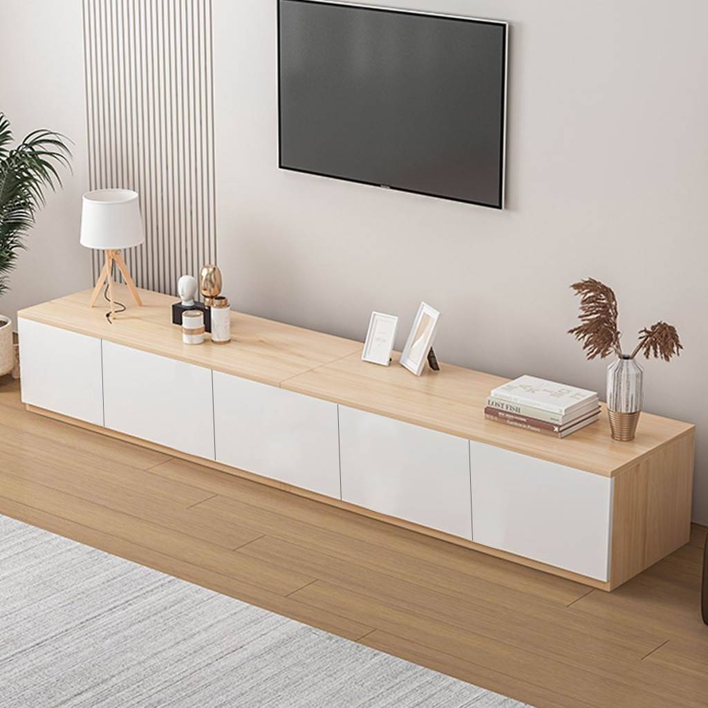 وحدة تلفزيون ام دي اف أبيض و بيج - 180×30×40 سم