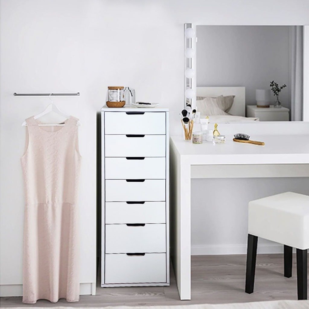 وحده ادراج ام دي اف و ميلامين 7 ادراج ابيض - 40×40×89 سم