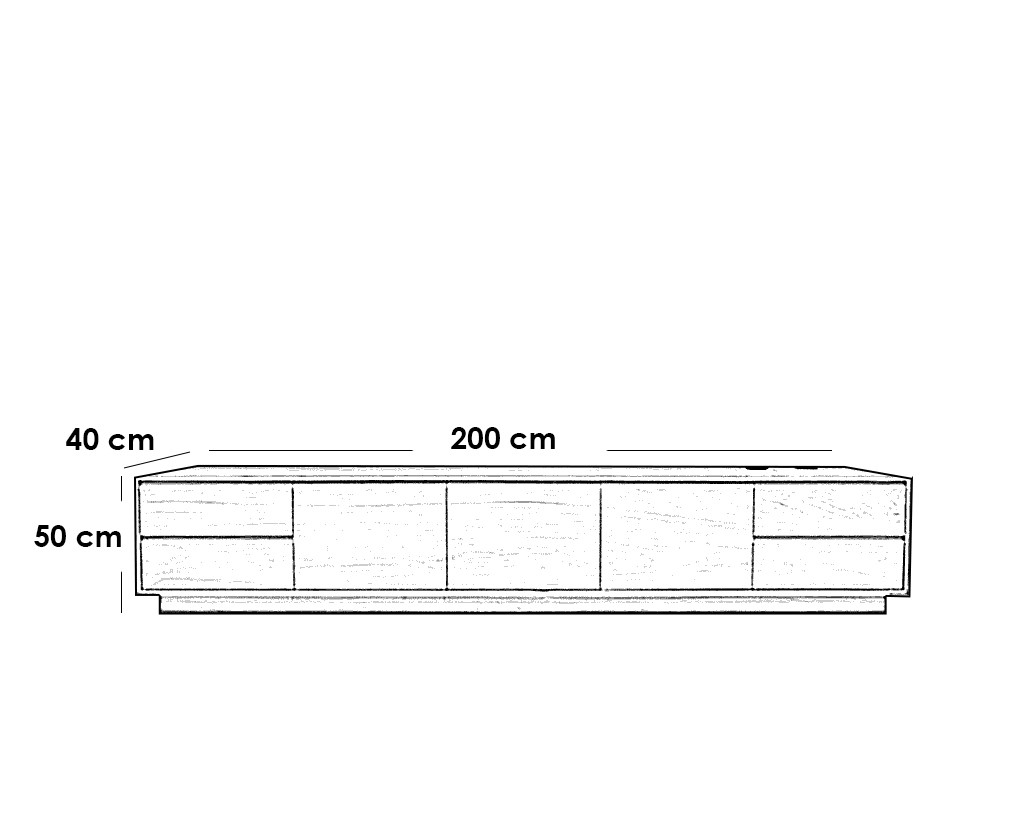 وحدة تلفزيون ام دي اف بني - 200×40×50 سم