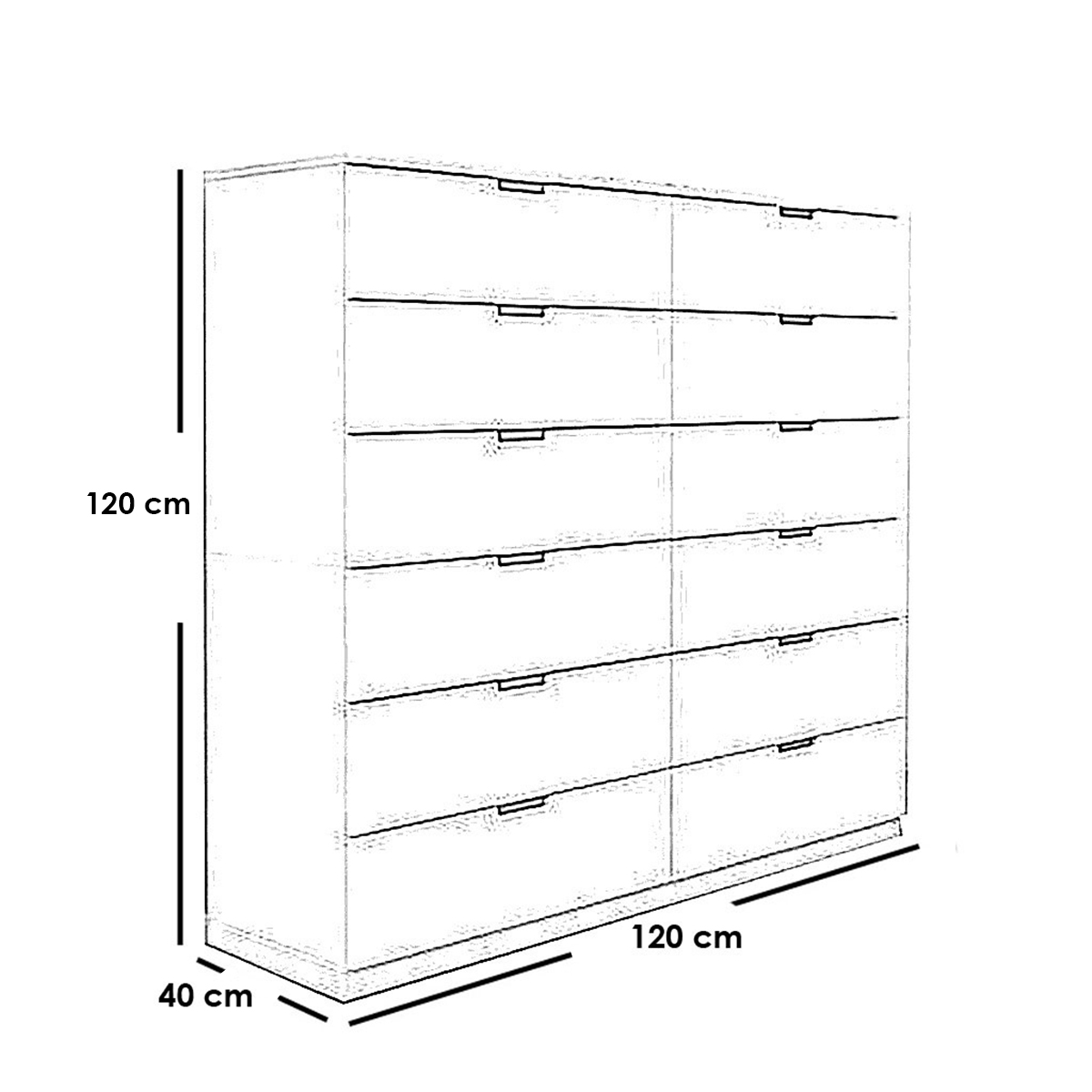 وحدة أدراج خشب كونتر 12 درج أبيض - 120×120×40 سم