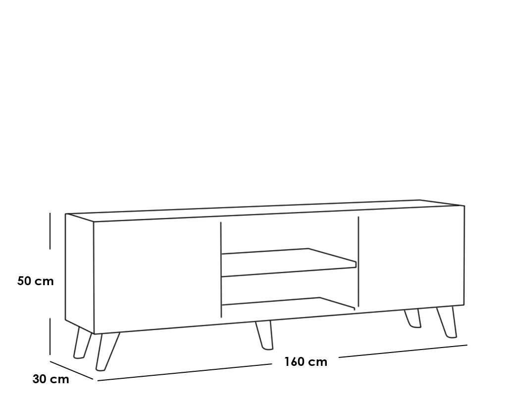 وحدة تلفزيون ام دي اف أبيض - 50 × 160 × 30 سم