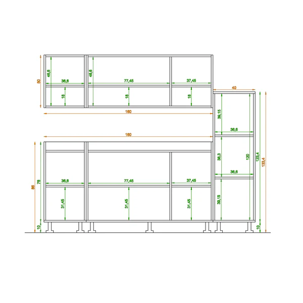  MDFمطبخ- 3قطع