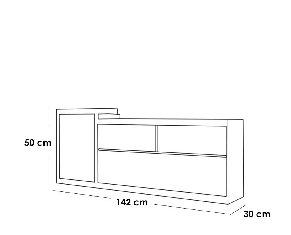 وحدة تلفزيون ام دى اف أبيض - 142 × 50 × 30 سم