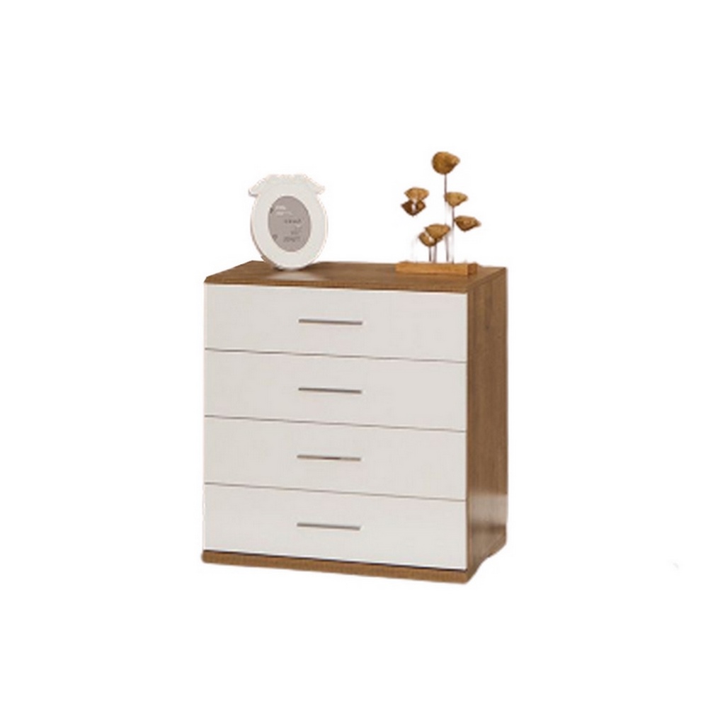 وحدة أدراج خشب مُصنع إتحاد أوروبي 4 أدراج أبيض و بني - 45×73×73 سم