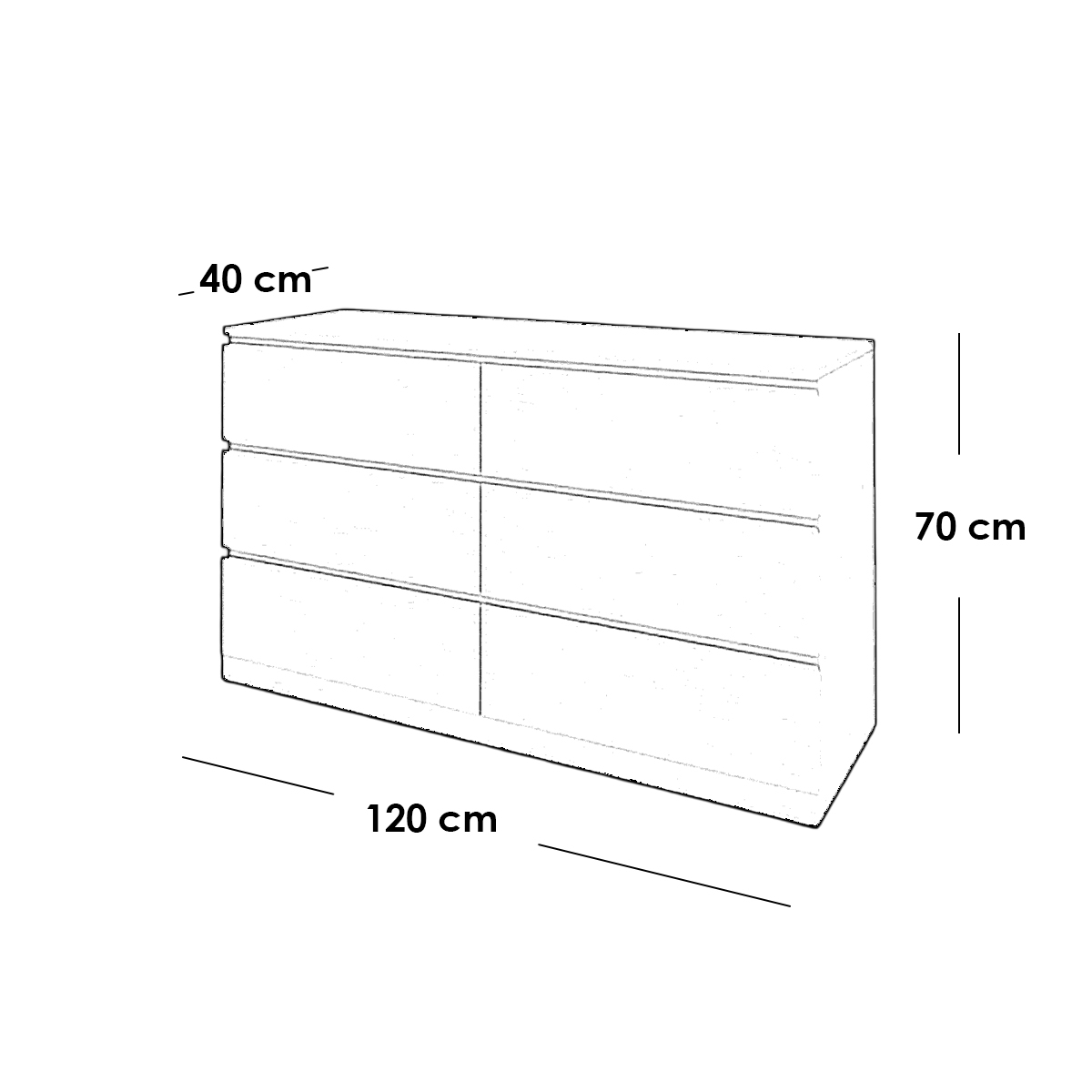 وحدة ادراج ام دي اف 6 ادراج بيج - 70x120x40 سم