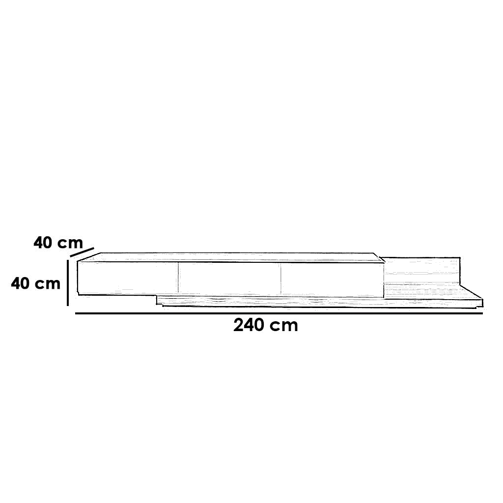 وحدة تلفزيون ام دى اف أبيض وبني - 40×240×40 سم