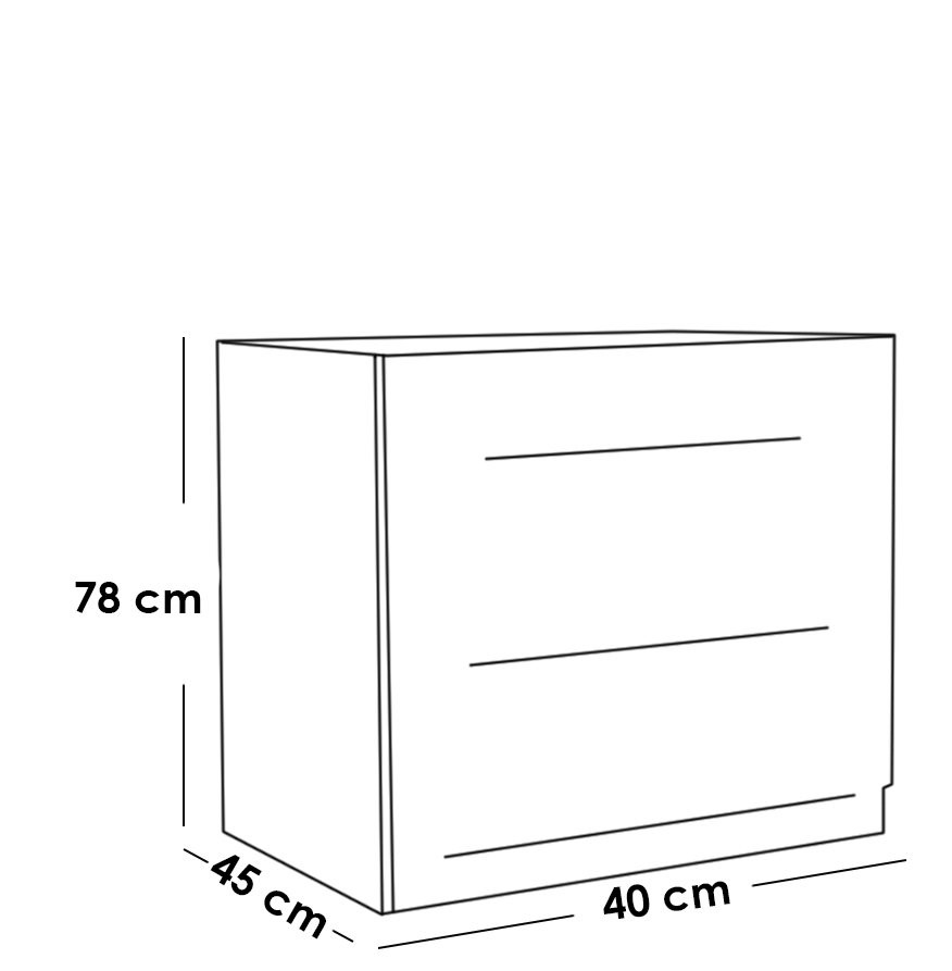 وحدة أدراج ام دى اف 3 أدراج أسود - 40×80×78 سم