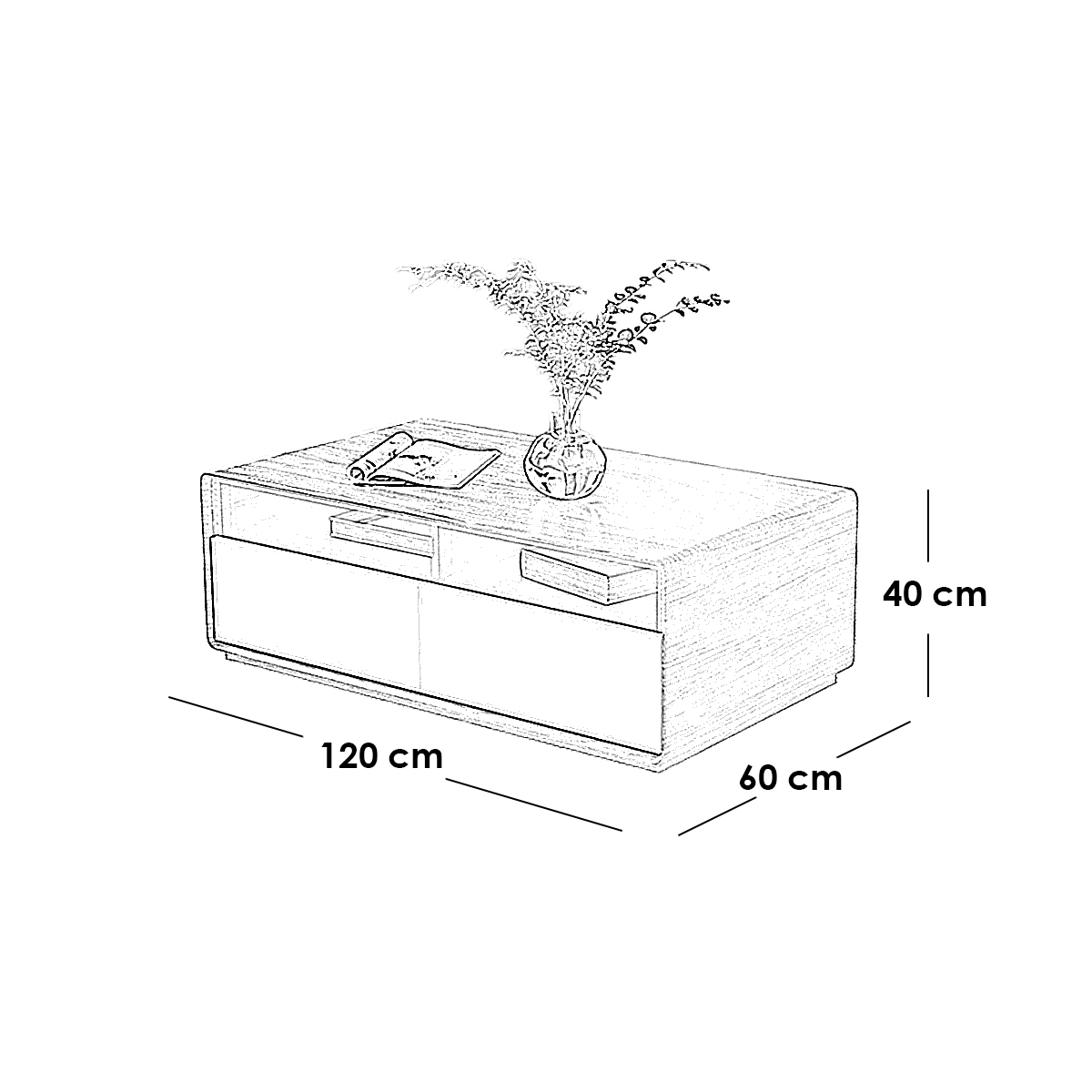 طقم ترابيزة تلفيزيون و ترابيزة قهوه ام دي اف - بني غامق و ابيض