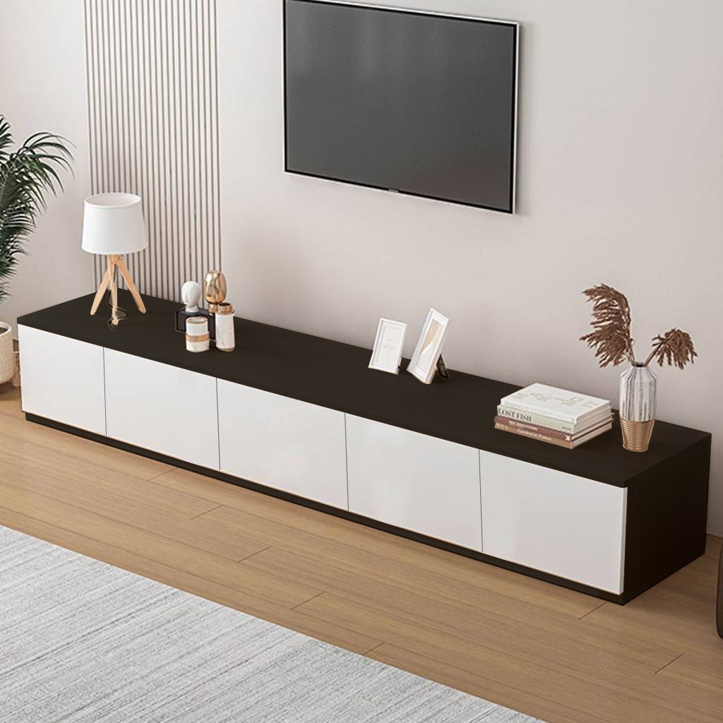 وحدة تلفزيون ام دي اف أبيض وأسود - 40×40×180×30 سم