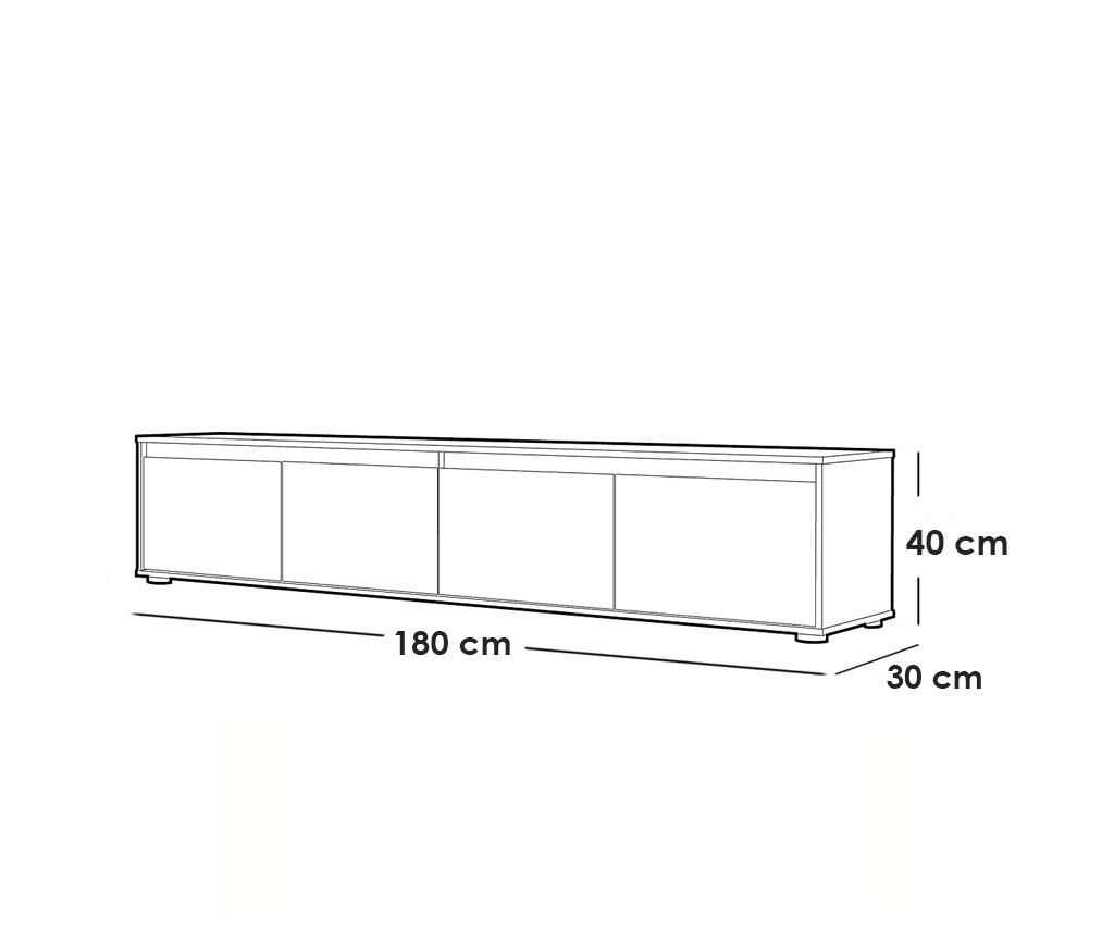 وحدة تلفزيون ام دي اف أبيض وأسود - 40×40×180×30 سم