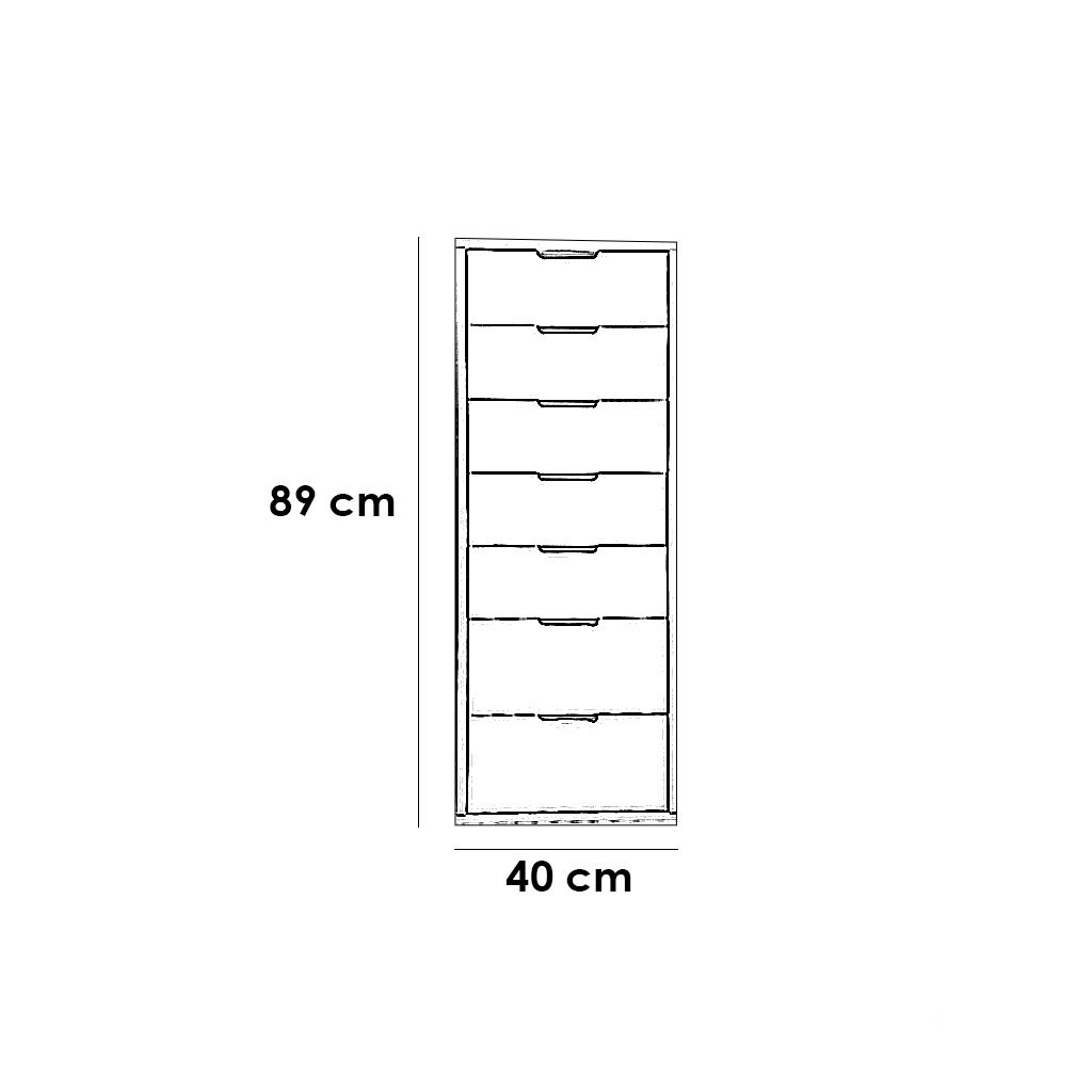 وحده ادراج ام دي اف و ميلامين 7 ادراج ابيض - 40×40×89 سم