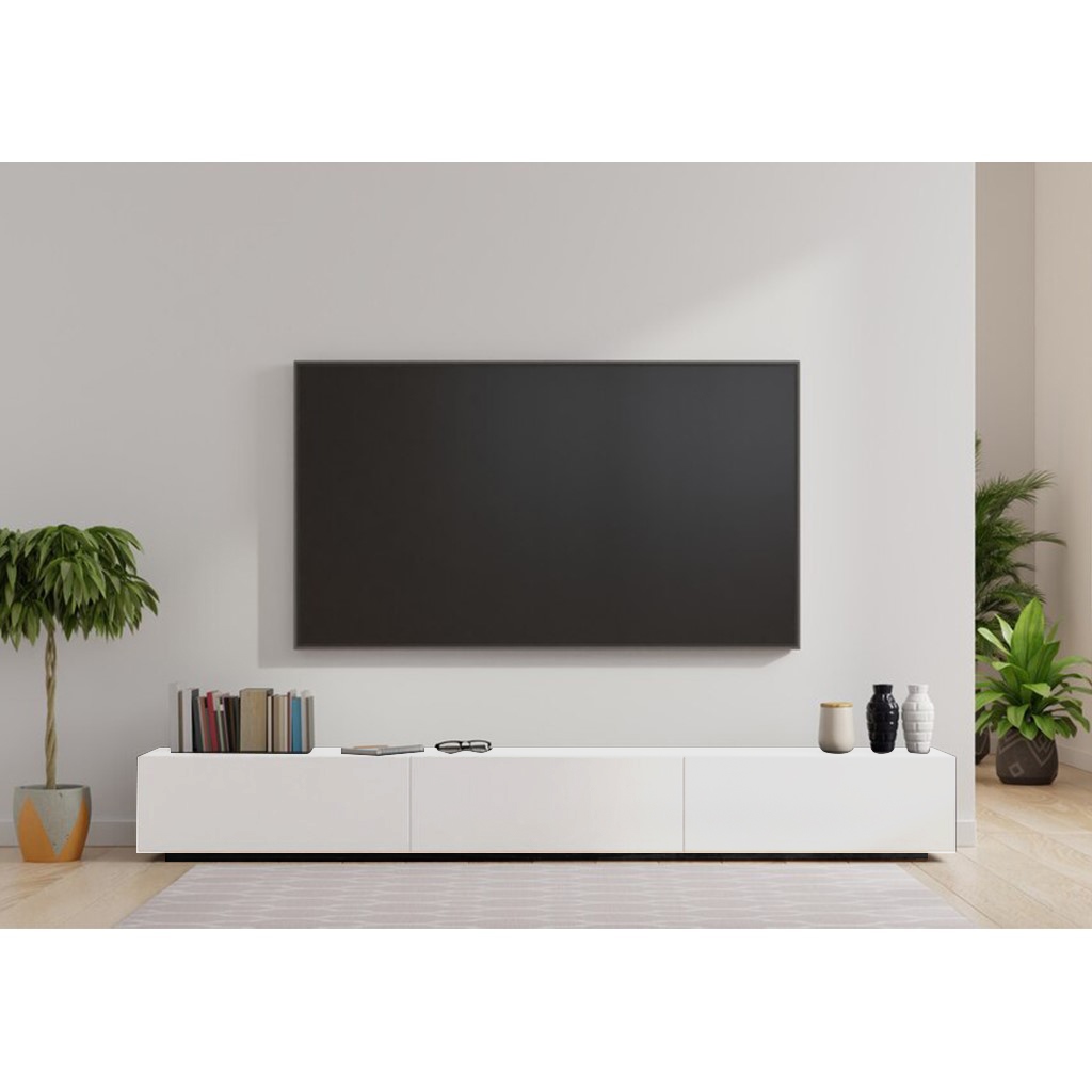وحدة تلفزيون ام دي اف أبيض وأسود - 40×35×160×30 سم