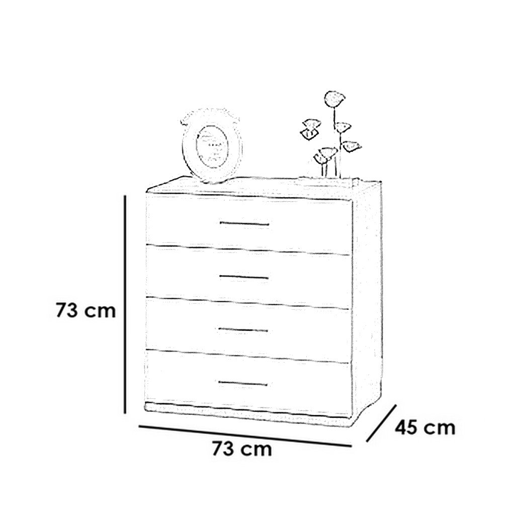 وحدة أدراج خشب مُصنع إتحاد أوروبي 4 أدراج أبيض و بني - 45×73×73 سم