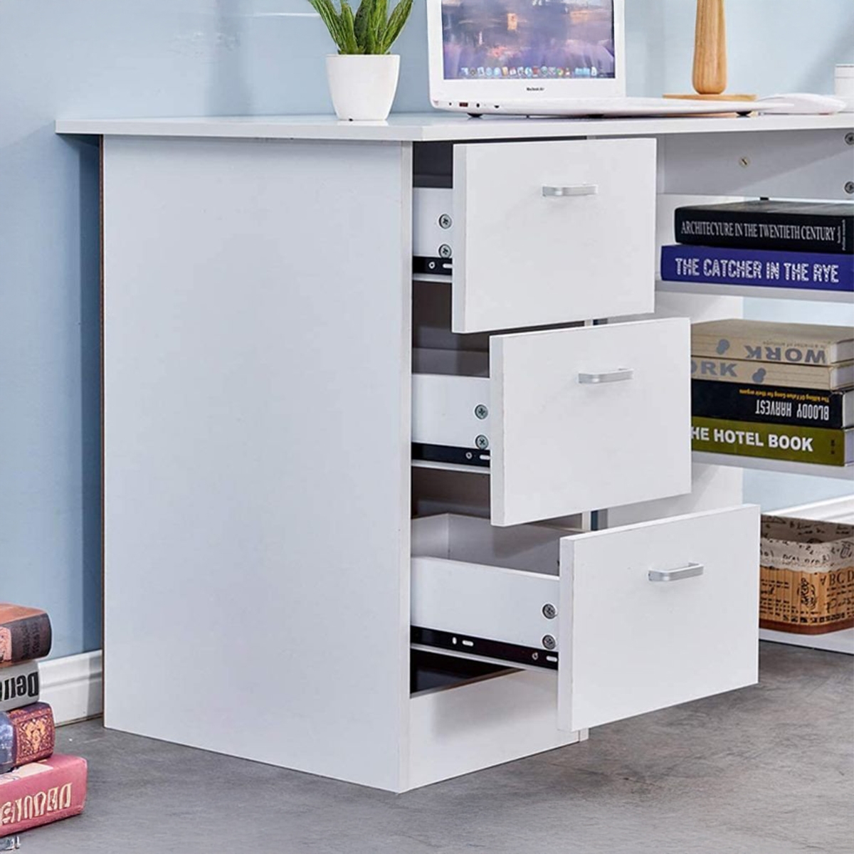 مكتب ام دى اف أبيض - 120×74×60 سم