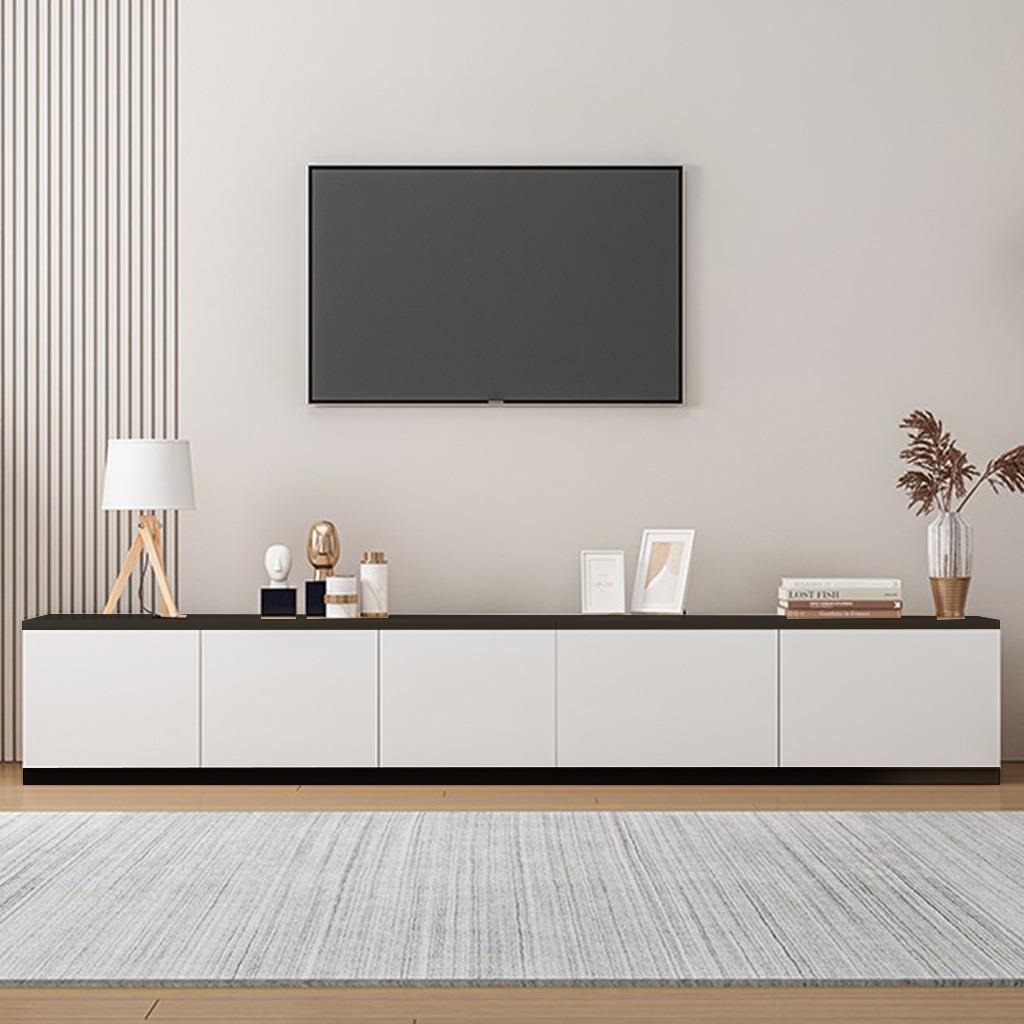 وحدة تلفزيون ام دي اف أبيض وأسود - 40×40×180×30 سم