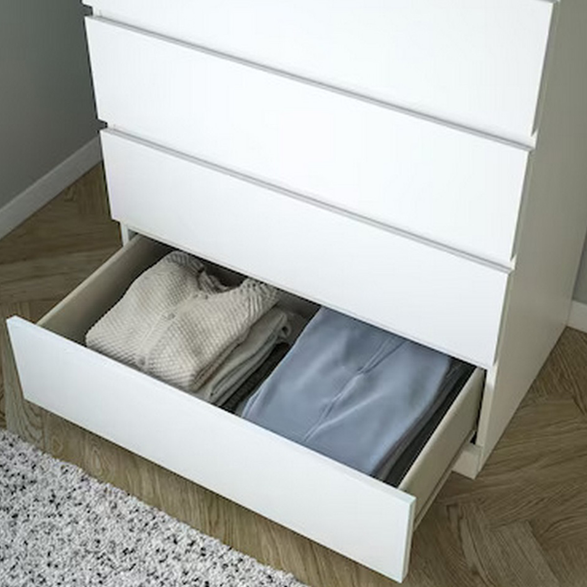 وحدة أدراج خشب كونتر4 ادراج أبيض - 100×80×45 سم