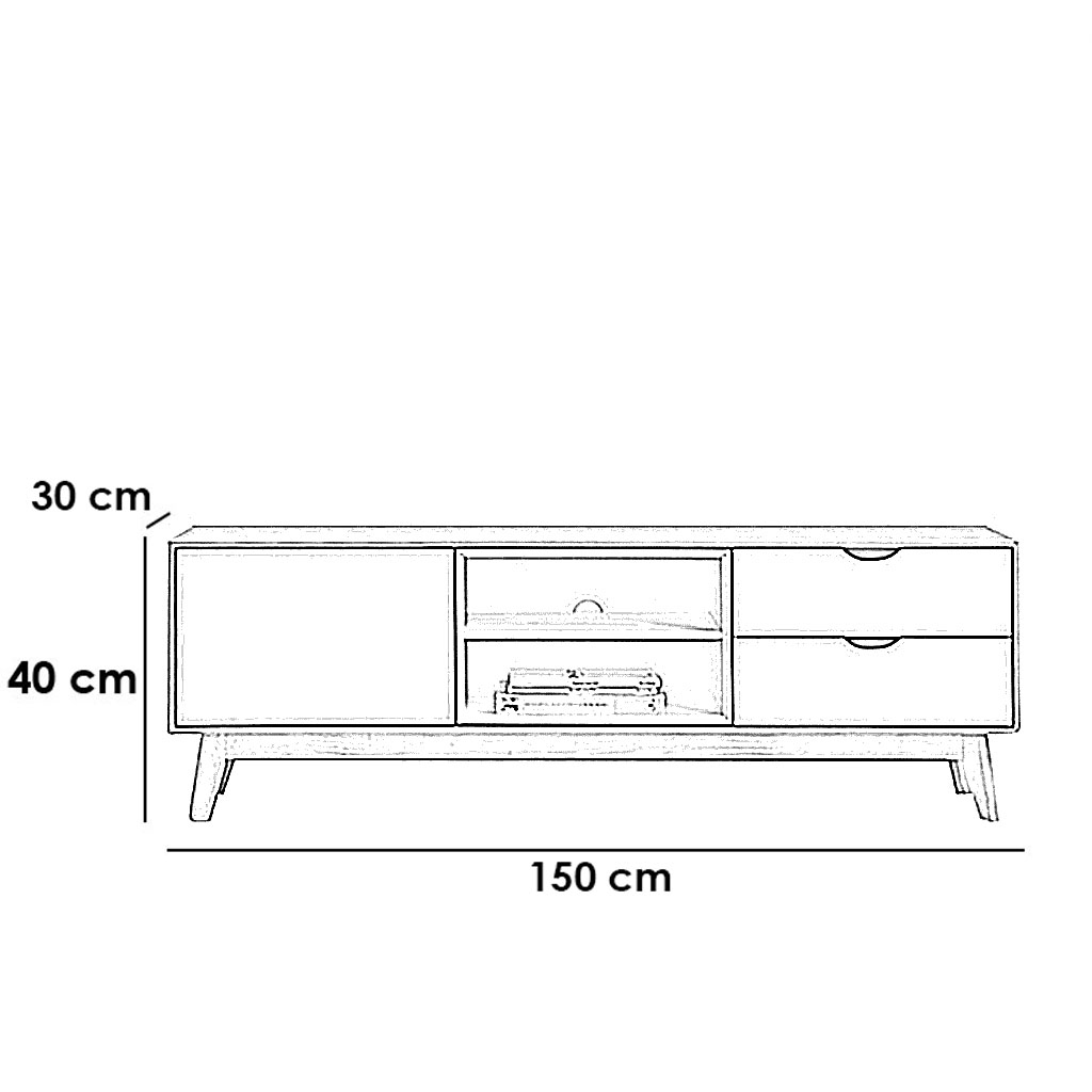 وحدة تليفزيون 40×40×150×30 سم  - أبيض وبيج