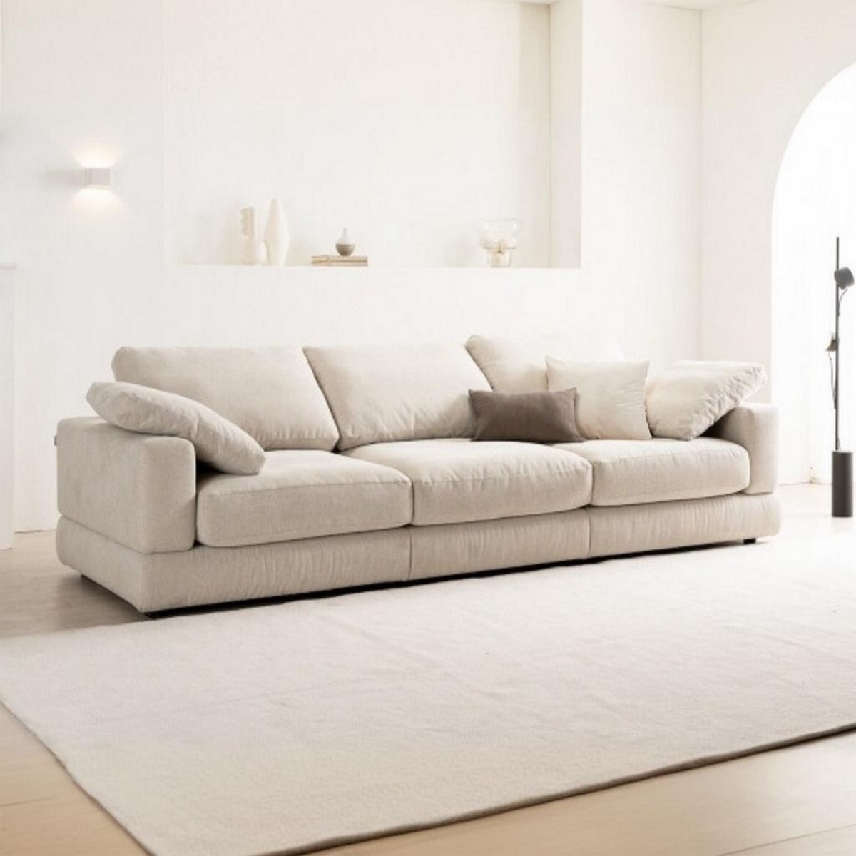 كنبة ثلاثة مقاعد خشبية زان و قطيفة هامر