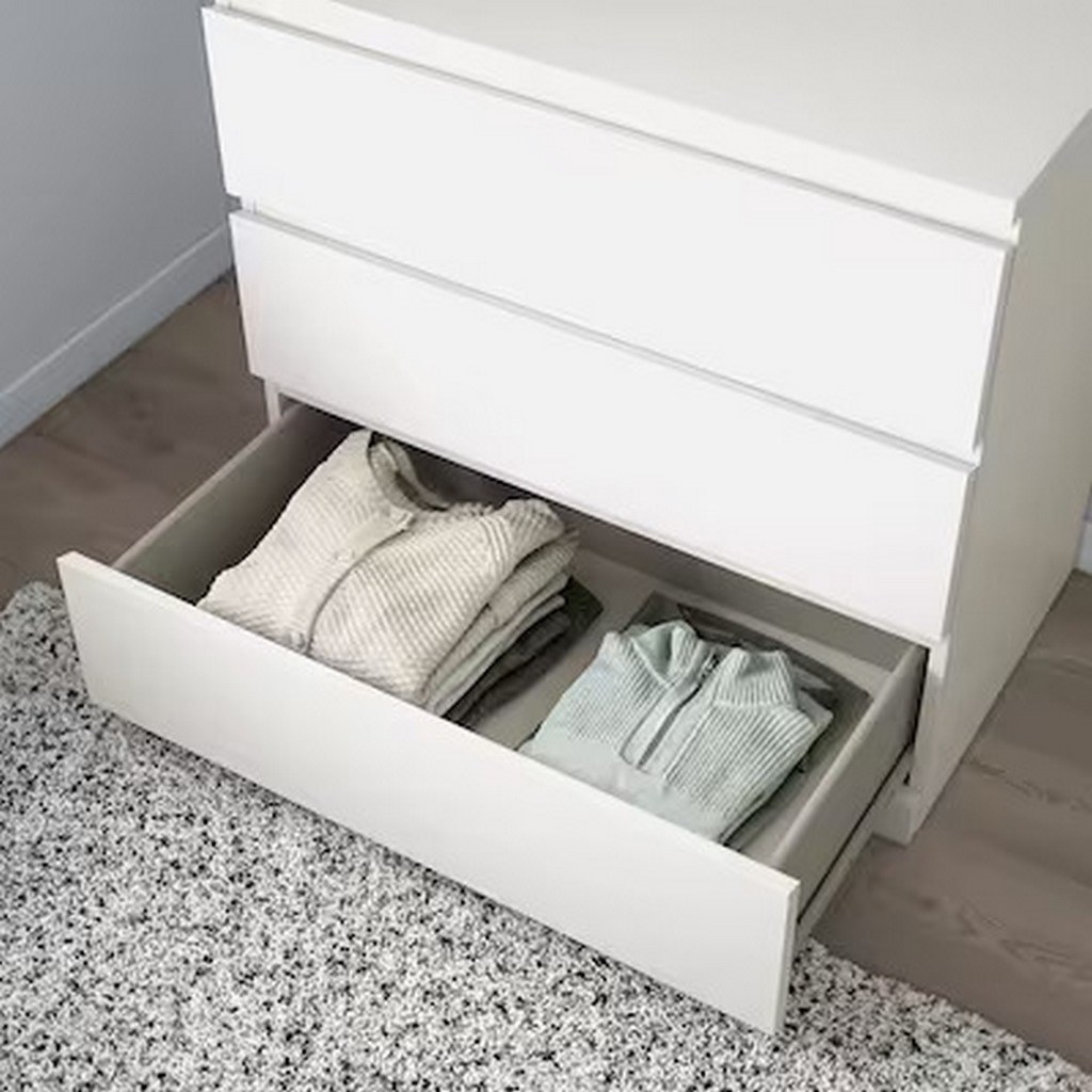 وحدة أدراج خشب كونتر3 ادراج أبيض - 78×80×45 سم