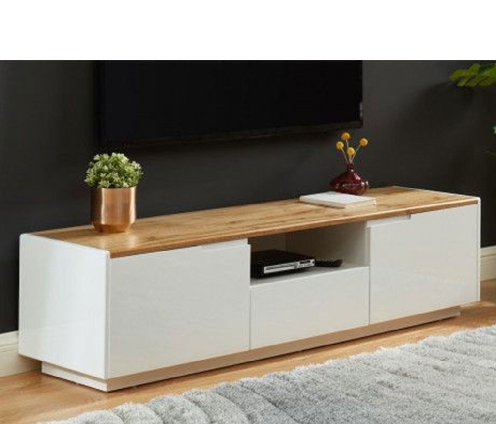 وحدة تلفزيون ام دي اف أبيض و بيج - 50 × 40 × 150 سم