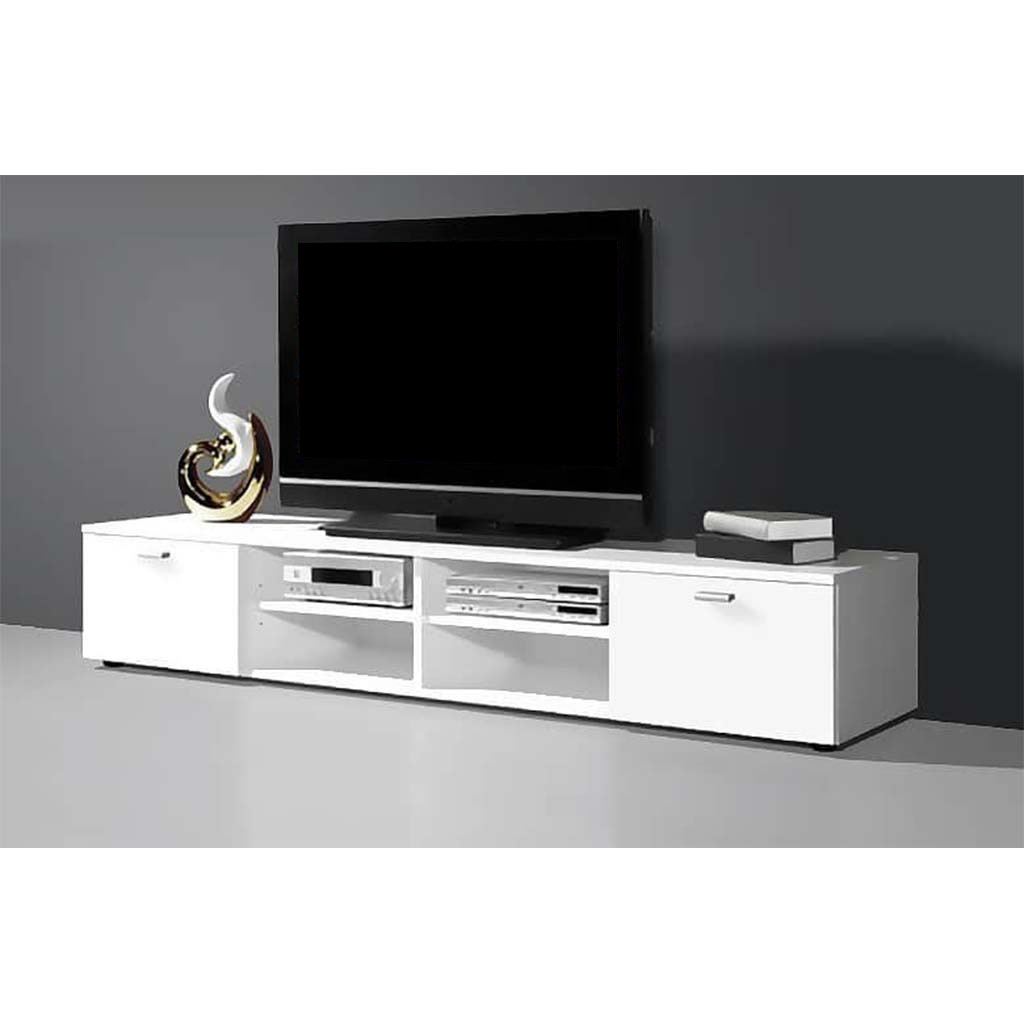 وحدة تلفزيون ام دى اف أبيض - 30 × 160 × 35 سم