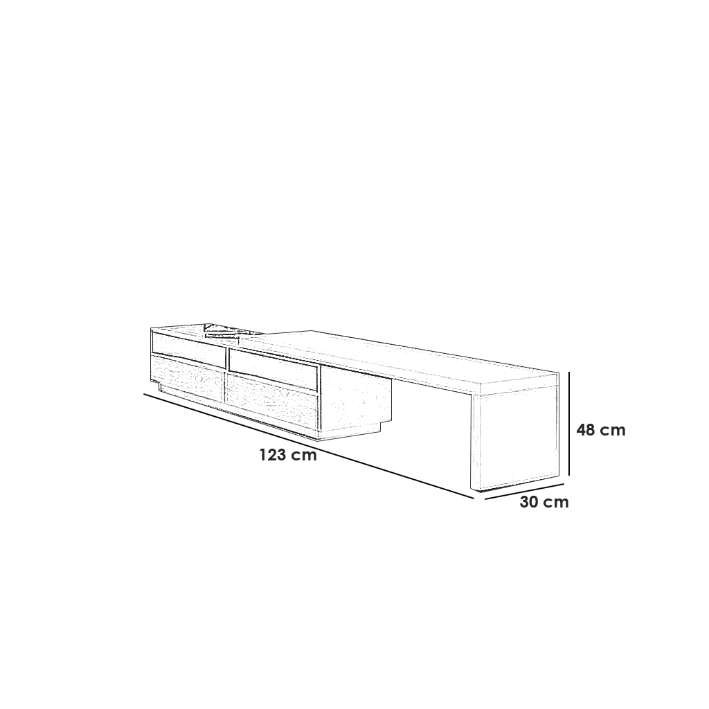 وحدة تلفزيون ام دي اف بني وابيض - 48×30×123 سم