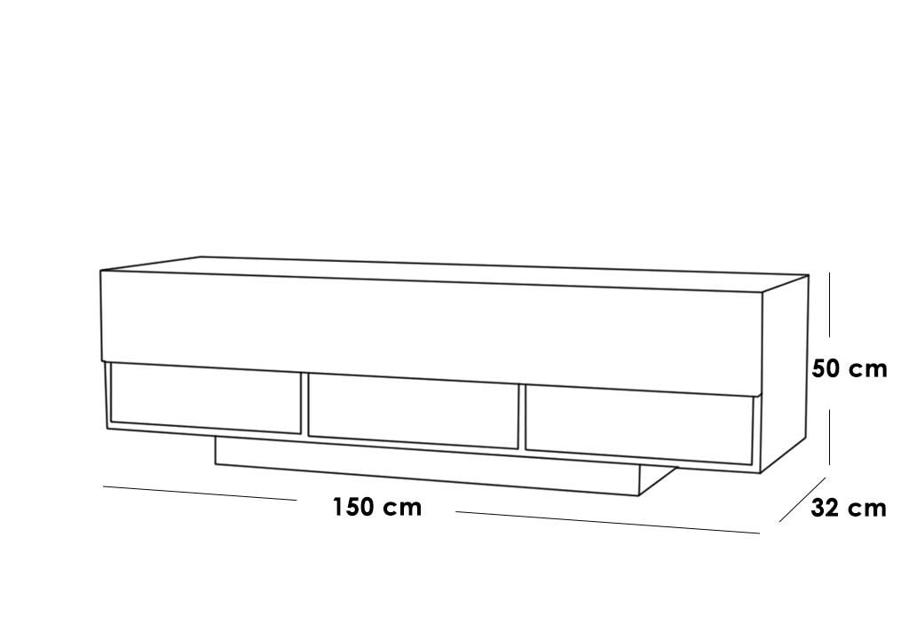 وحدة تلفزيون ام دي اف بني - 50×150×32 سم