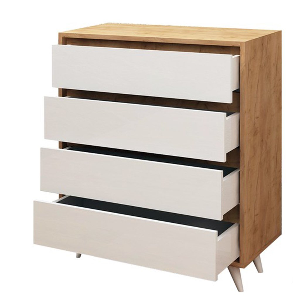 وحدة أدراج ام دى اف 4 أدراج ابيض و بيج - 86×70×40 سم