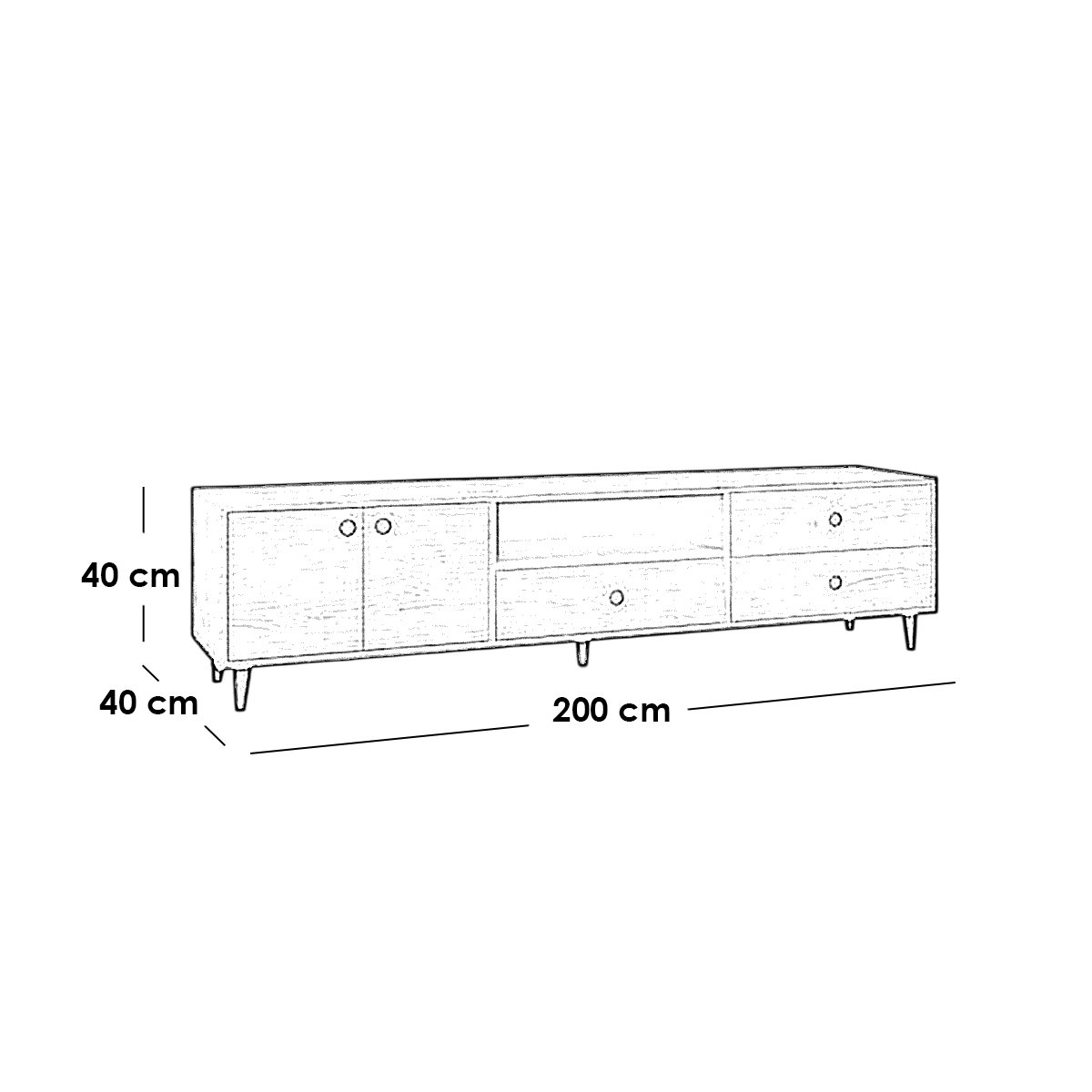 وحدة تلفيزيون ام دي اف بني غامق - 40x200x40 سم