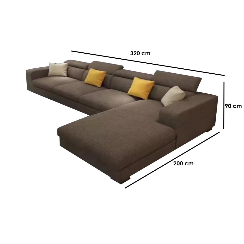 كنبة زاوية خشب زان وقماش كتان