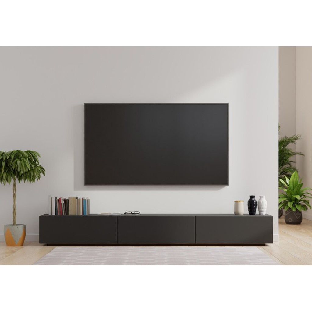 وحدة تلفزيون ام دي اف أسود - 40×35×160×30 سم