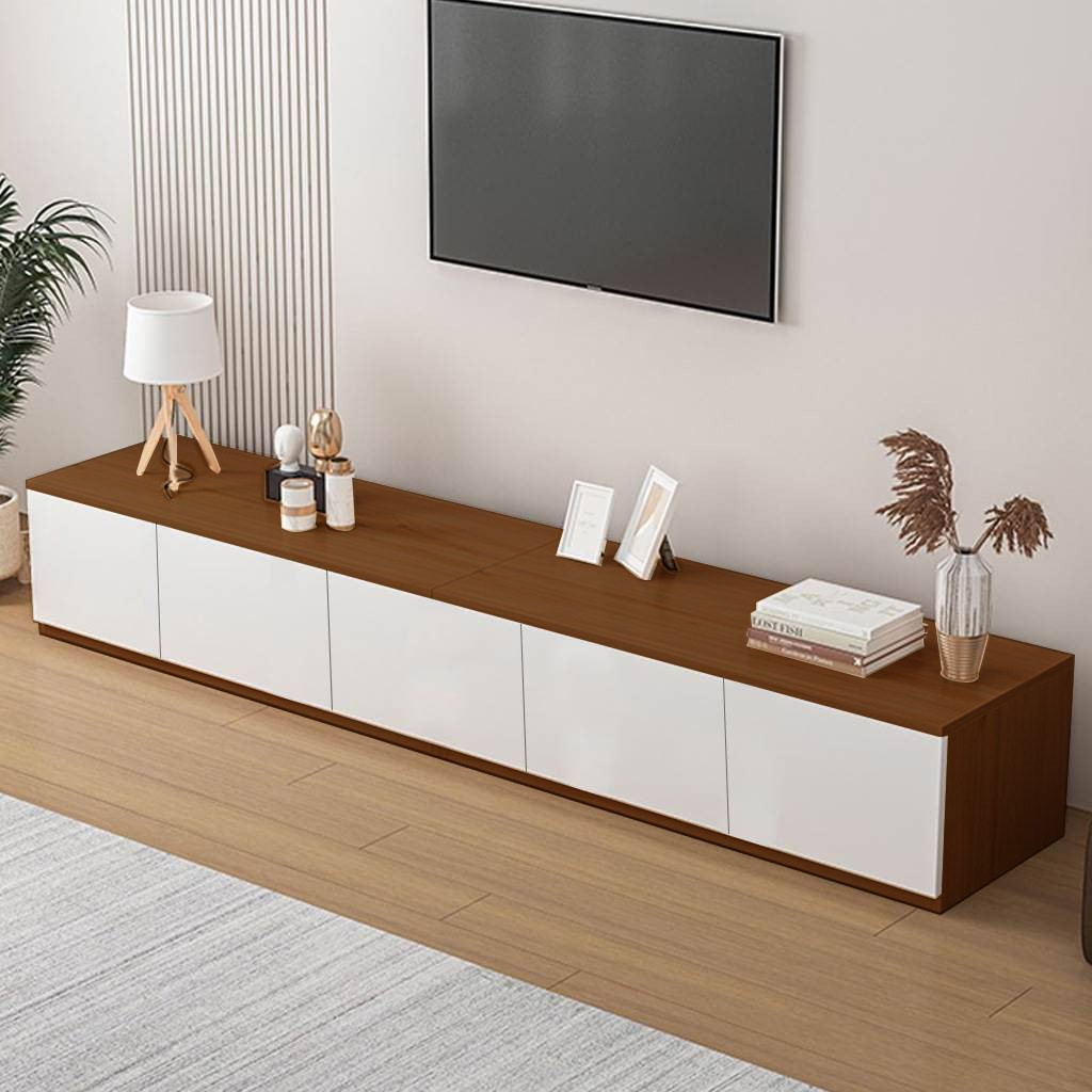 وحدة تلفزيون ام دي اف أبيض وبني - 40×40×180×30 سم